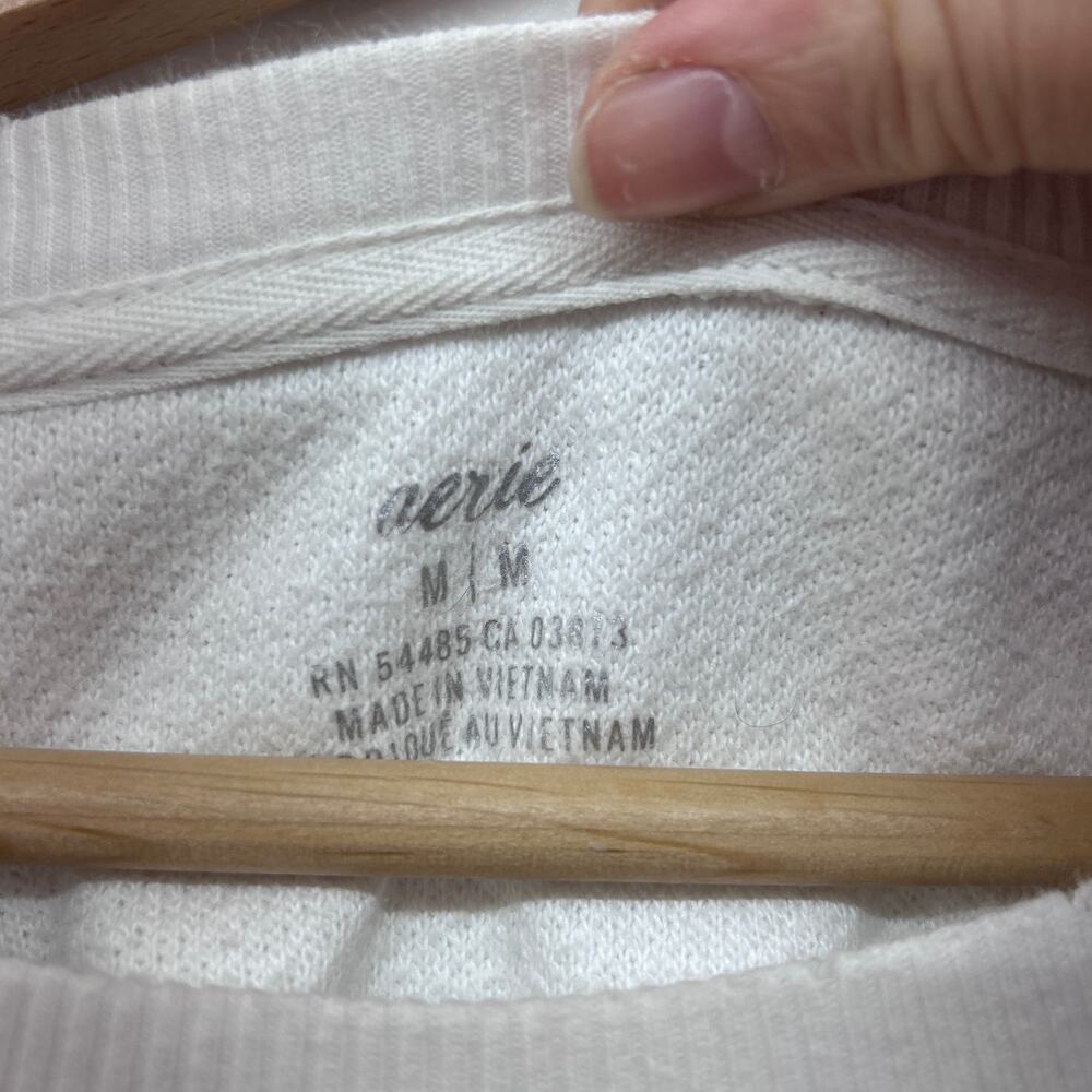 Aerie White Oversized Crew Neck Sweatshirt Long Sleeve Top Medium - Picture 3 of 4